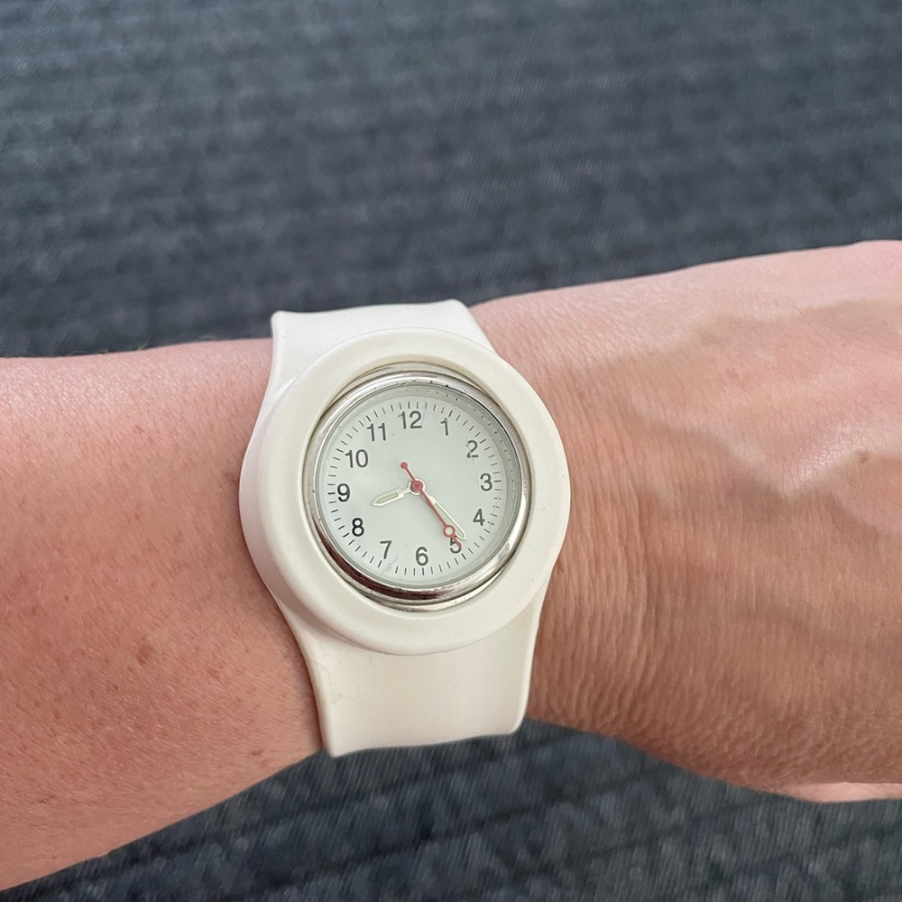 White Silicone Slap Watch with removable Time Piece